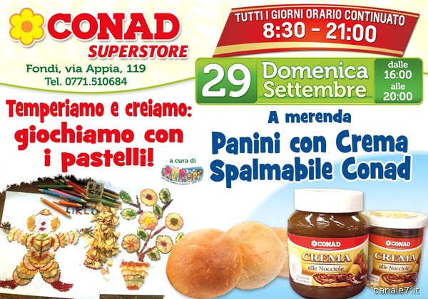 DA CONAD SUPERSTORE DOMENICA 29 SETTEMBRE TORNANO GIOCHI E GUSTOSA MERENDA!