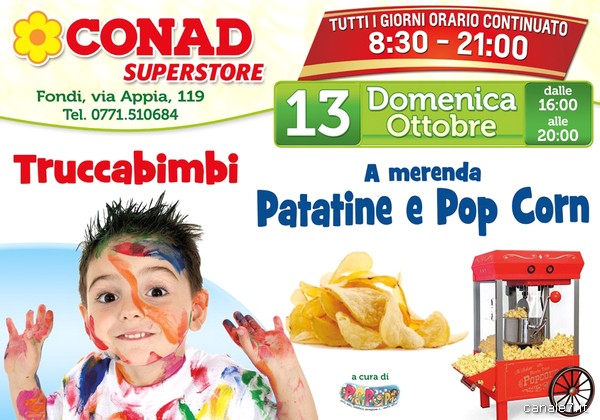 Da Conad Superstore domenica 13 Ottobre Truccabimbi e sfiziosa merenda!