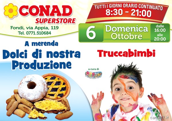 Da Conad Superstore domenica 6 Ottobre torna il Truccabimbi e merenda con i dolci