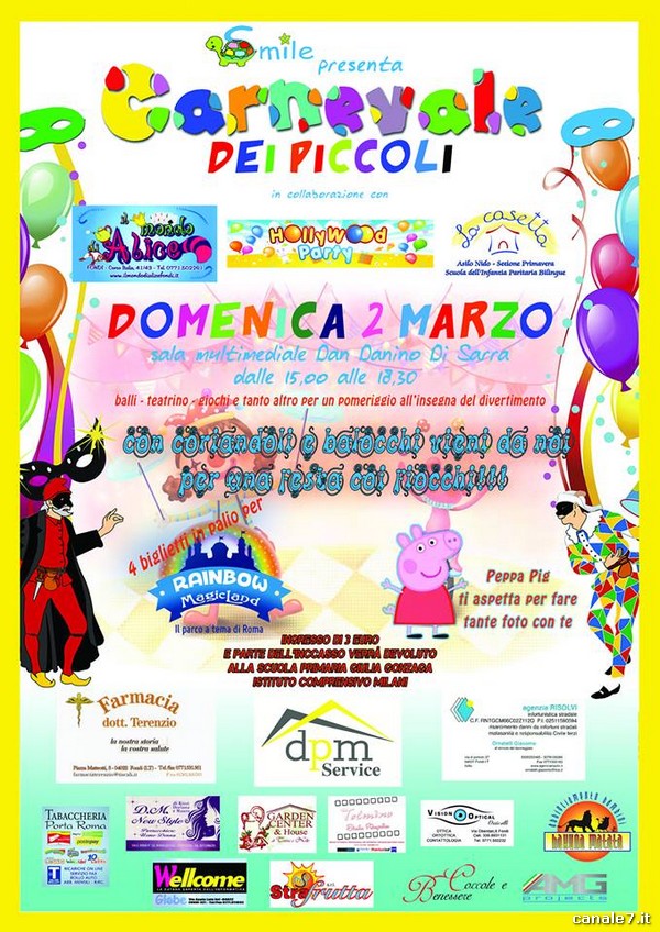 Domenica 2 Marzo a Fondi, il “Carnevale dei piccoli”