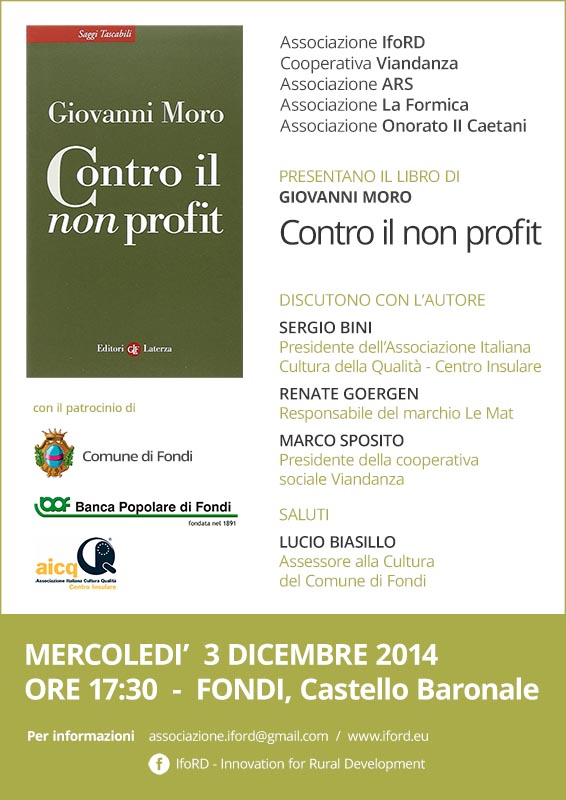 LOCANDINA PRESENTAZIONE LIBRO DI GIOVANNI MORO ''CONTRO IL NON PROFIT''