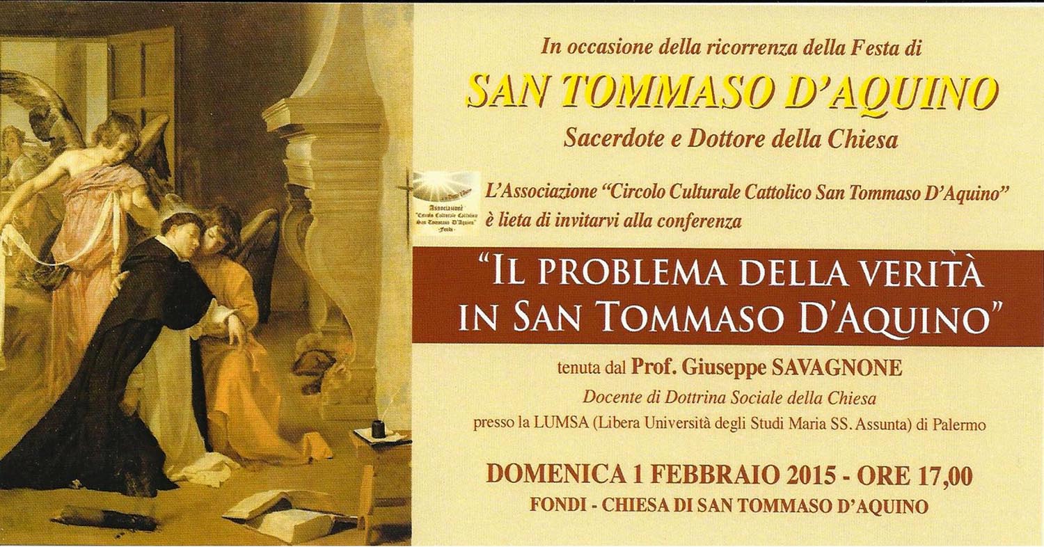 invito conferenza 2015 ''Il problema della verità in San Tommaso D'Aquino''