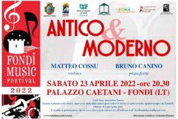 ”Antico & Moderno”, Bruno Canino e Matteo Cossu il 23 aprile a Palazzo Caetani di Fondi